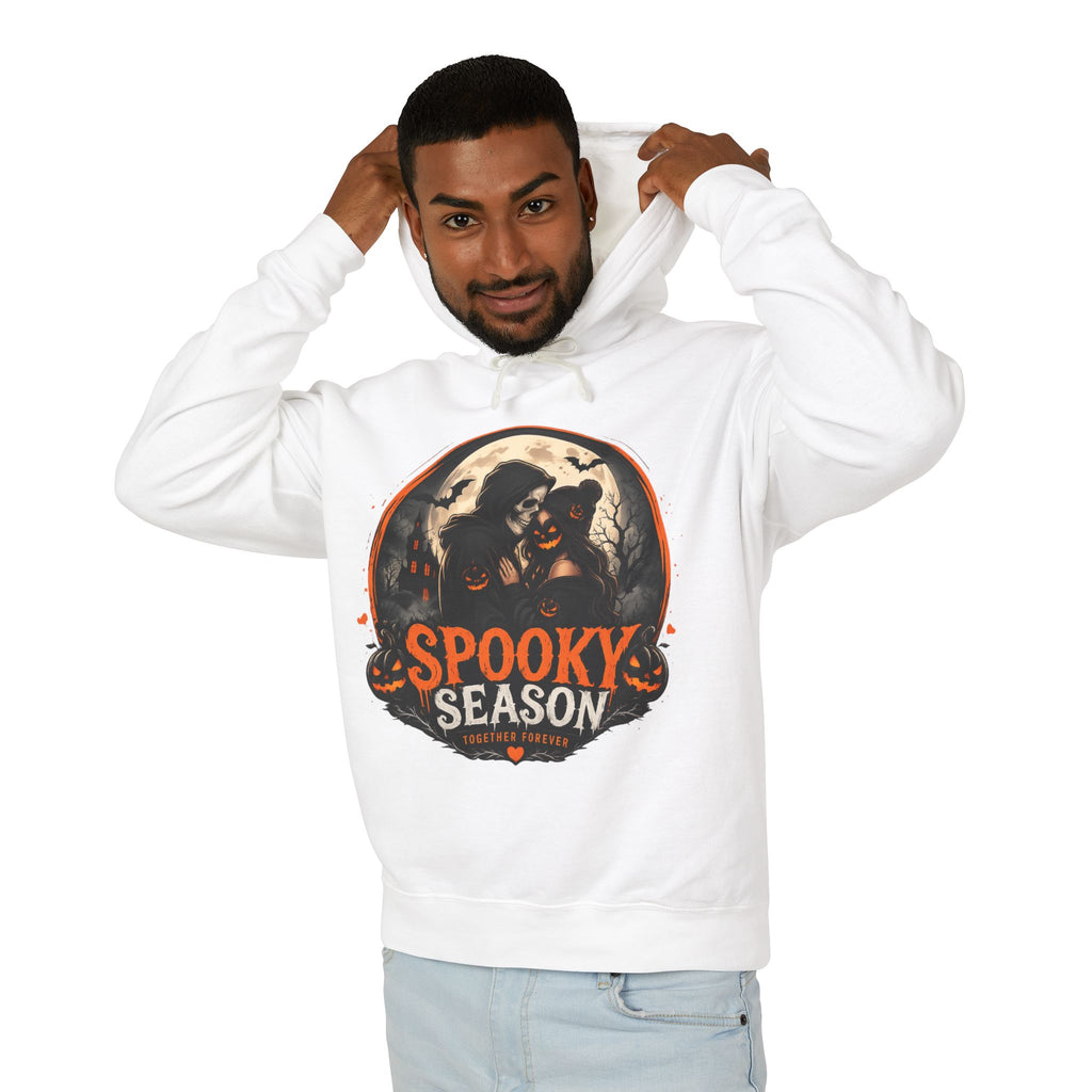 Spooky Season Hoodie — Vintage Witch & skeleton Halloween Pullover