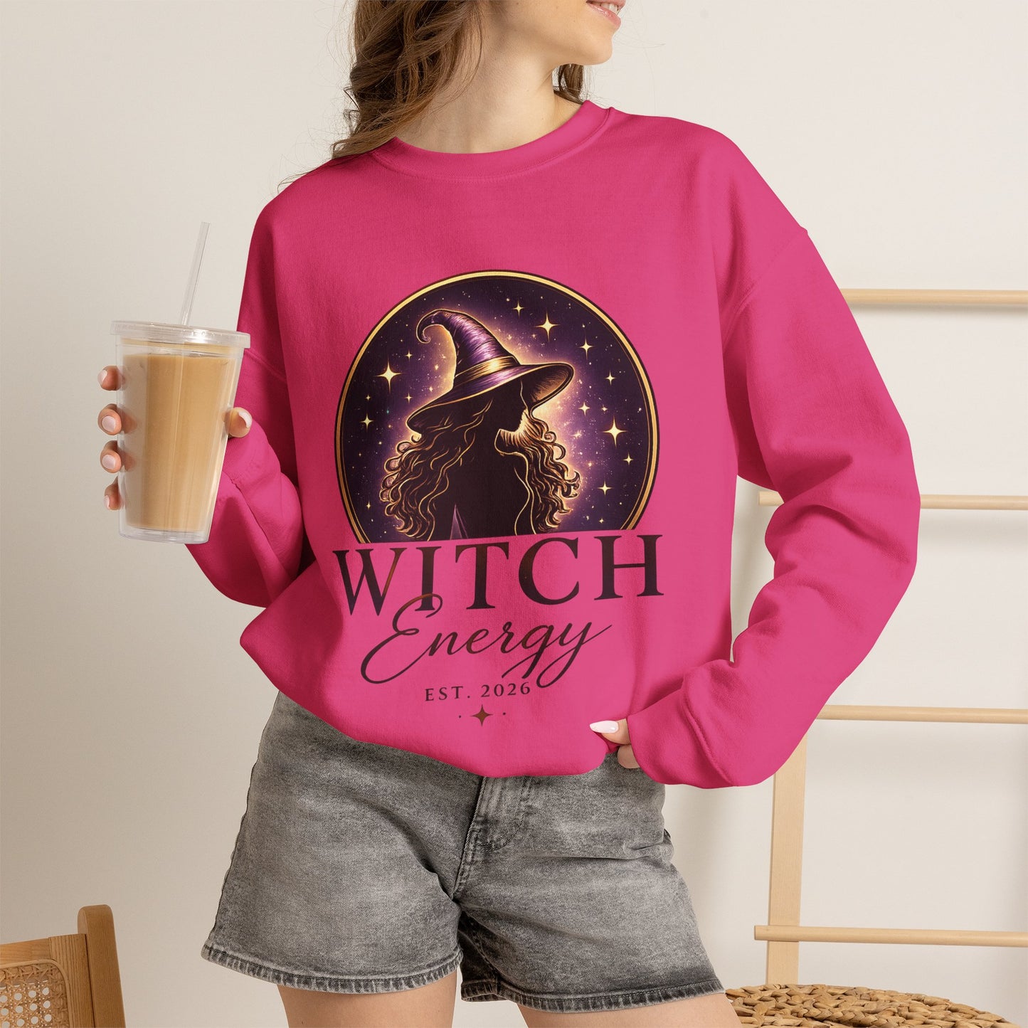 Witch Energy Crewneck Sweatshirt — Mystical Witch Silhouette