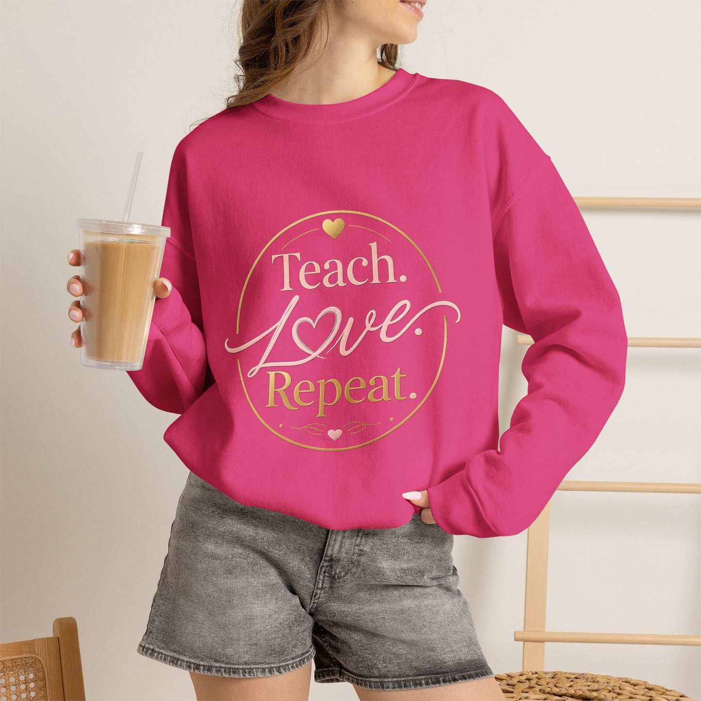 Teach Love Repeat Sweatshirt — Cozy Teacher Crewneck Gift