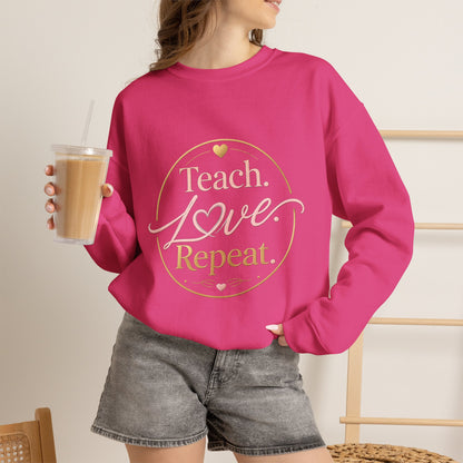 Teach Love Repeat Sweatshirt — Cozy Teacher Crewneck Gift