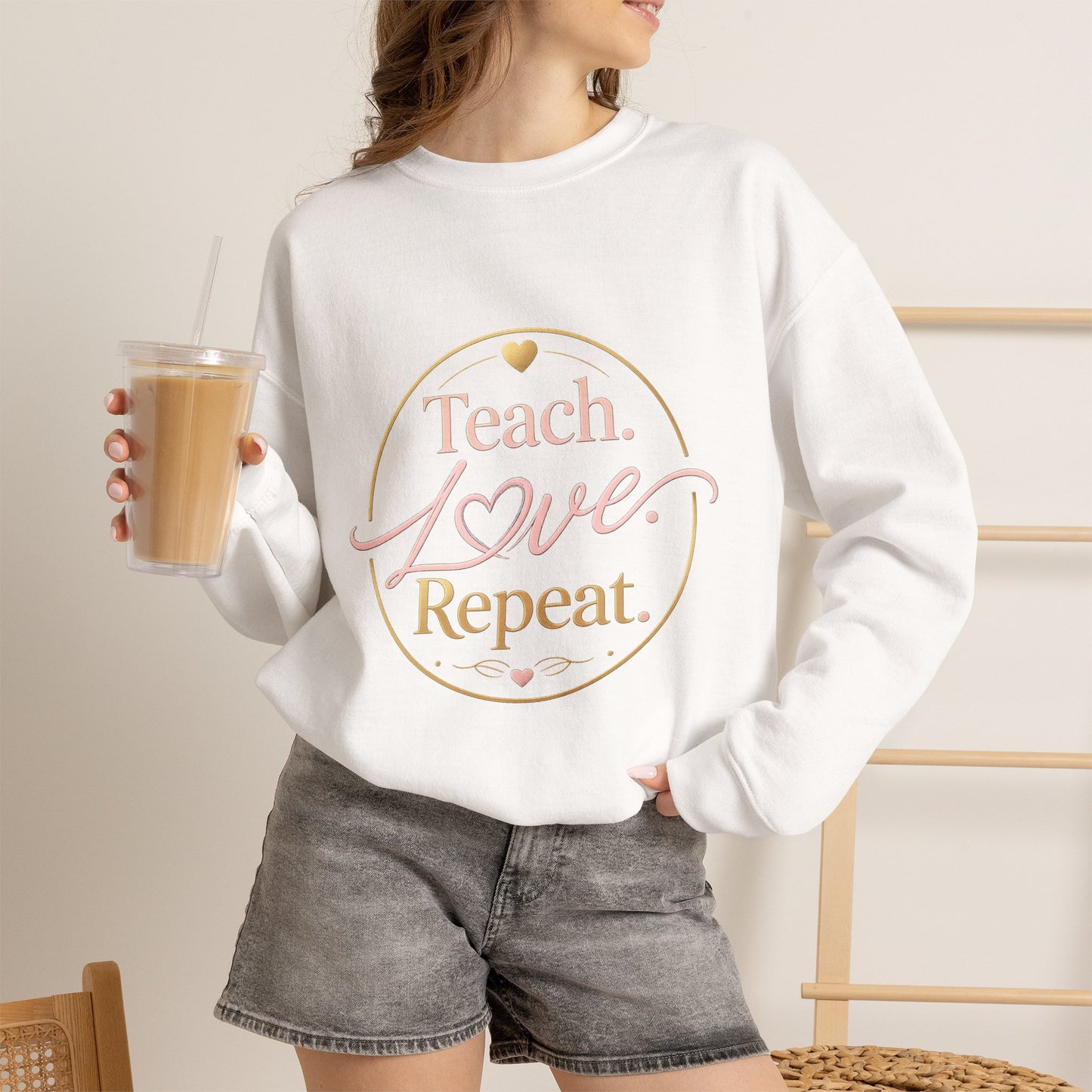 Teach Love Repeat Sweatshirt — Cozy Teacher Crewneck Gift