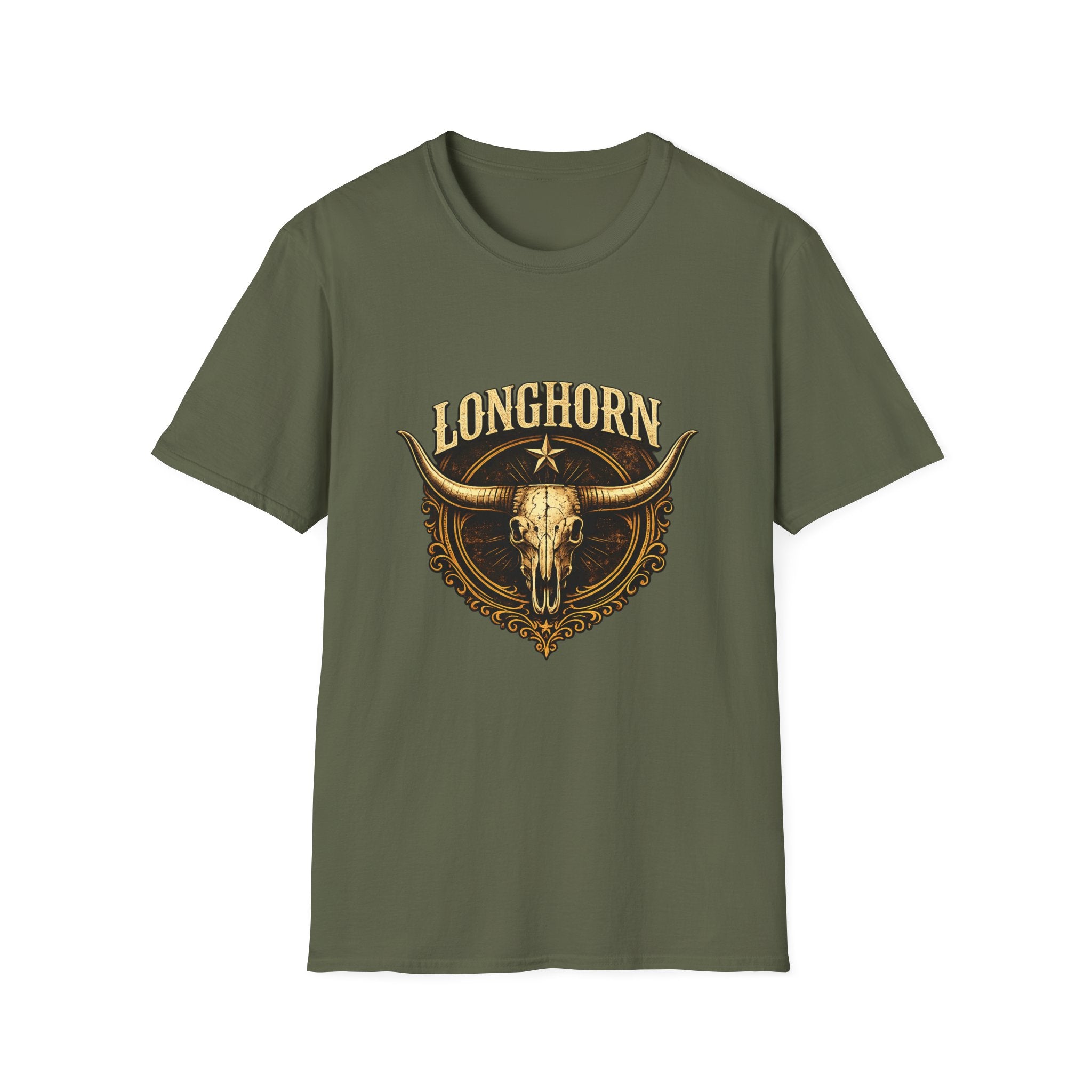 Longhorn Skull, Western Cowboy Vintage Logo Tee