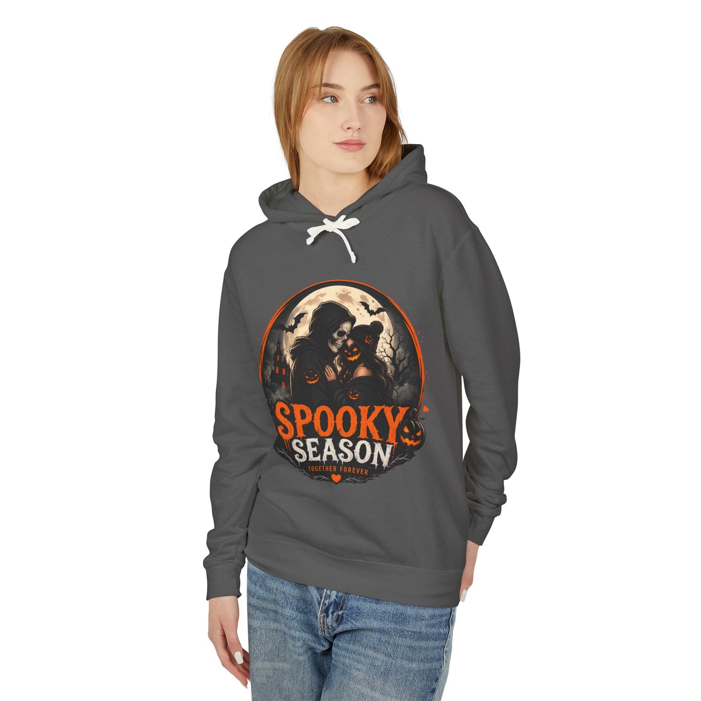 Spooky Season Hoodie — Vintage Witch & skeleton Halloween Pullover