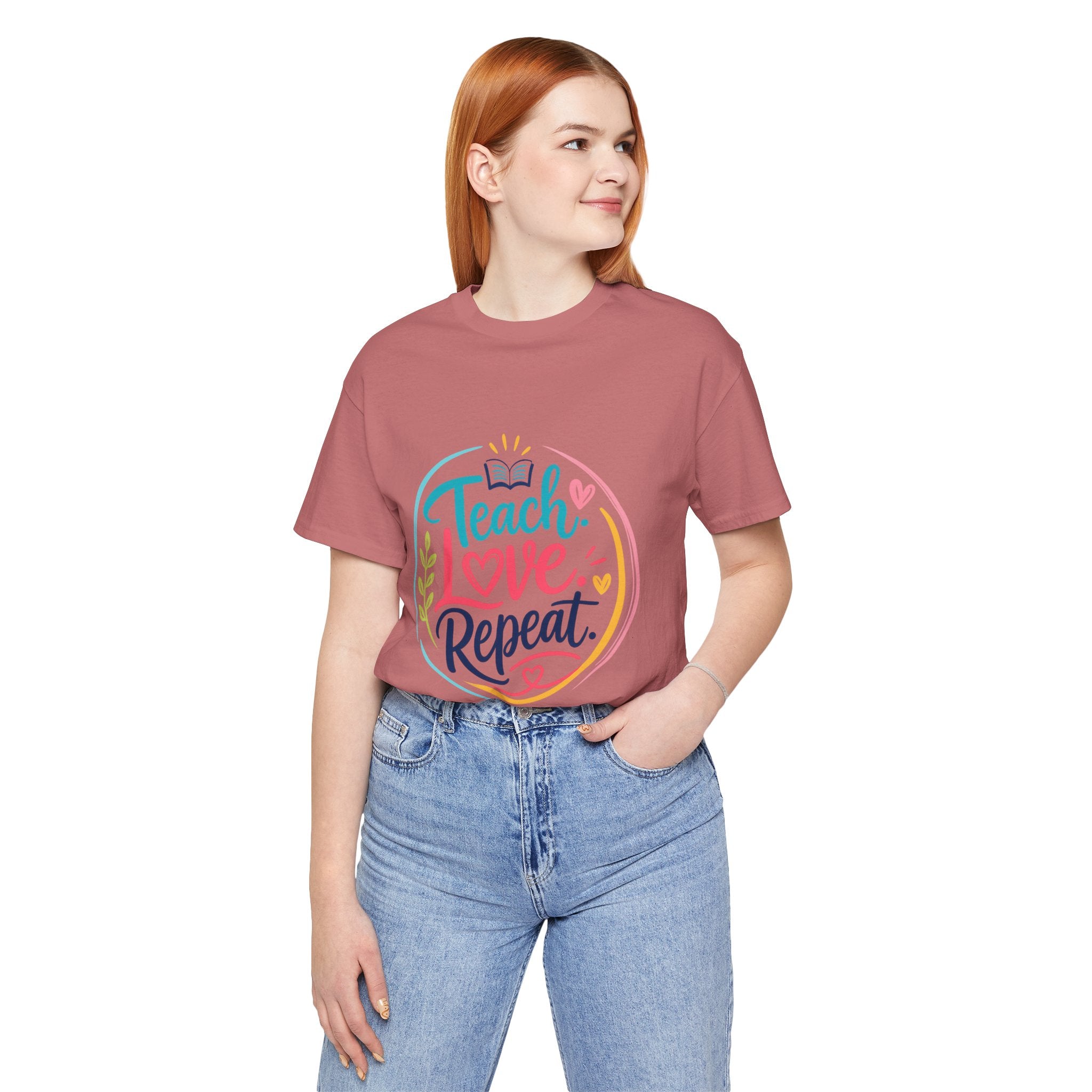 Teach Love Repeat T‑Shirt — Colorful Teacher Appreciation Tee
