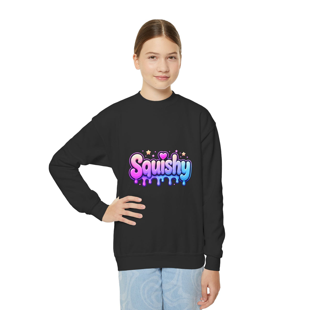 Youth Crewneck Sweatshirt - 'Squishy' Pastel Drip Graphic for Kids