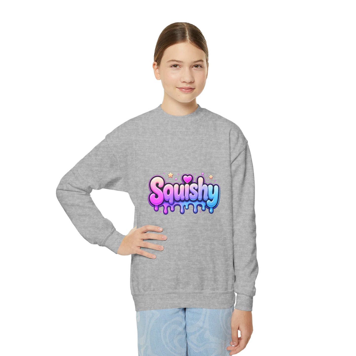 Youth Crewneck Sweatshirt - 'Squishy' Pastel Drip Graphic for Kids
