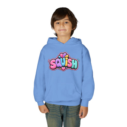 Youth Hoodie — Colorful “SQUISH” Kawaii Graphic Pullover