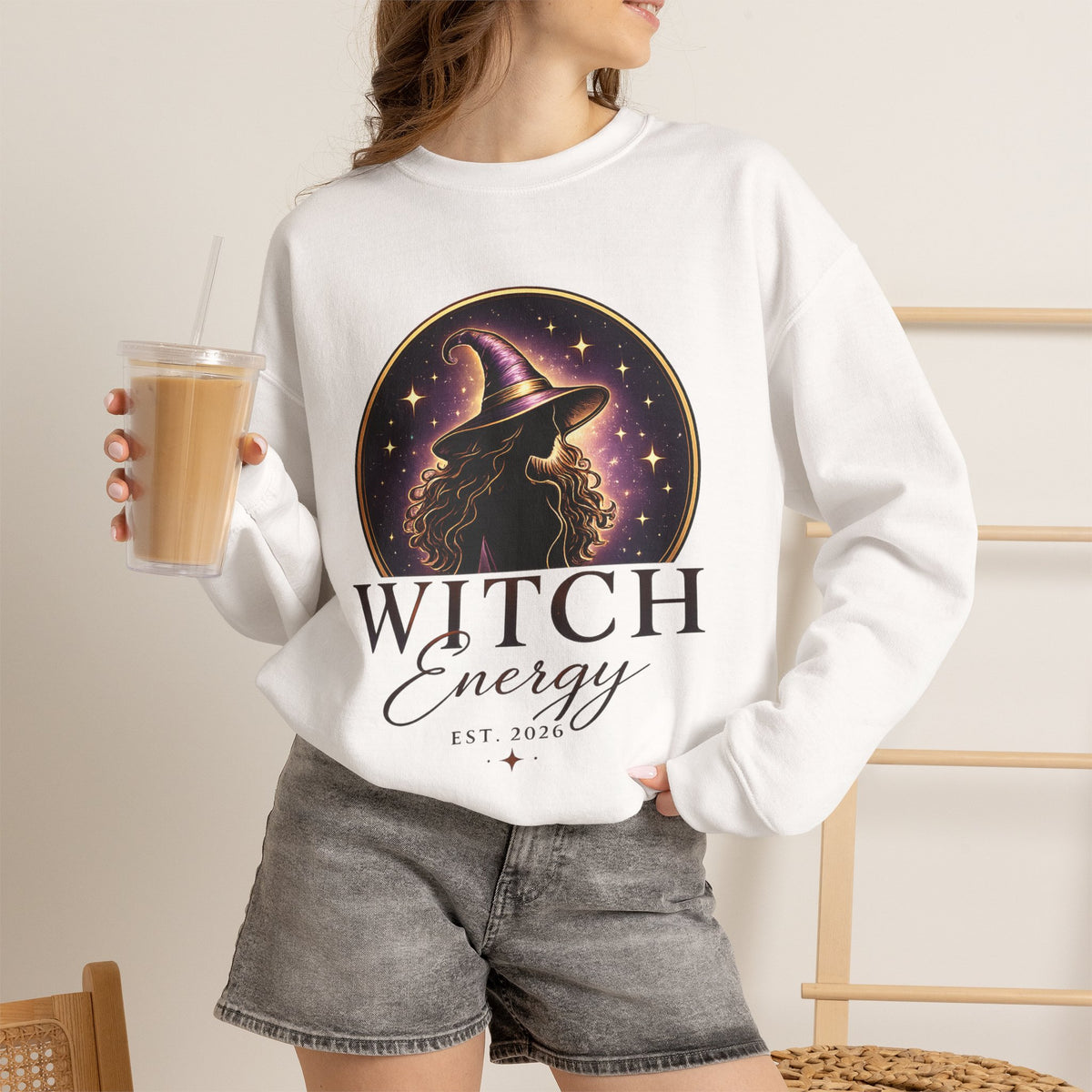 Witch Energy Crewneck Sweatshirt — Mystical Witch Silhouette