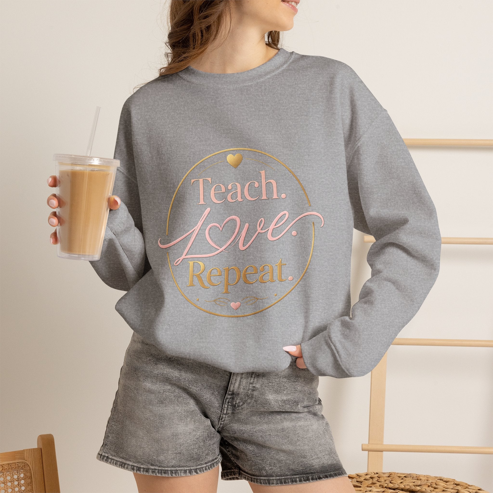 Teach Love Repeat Sweatshirt — Cozy Teacher Crewneck Gift