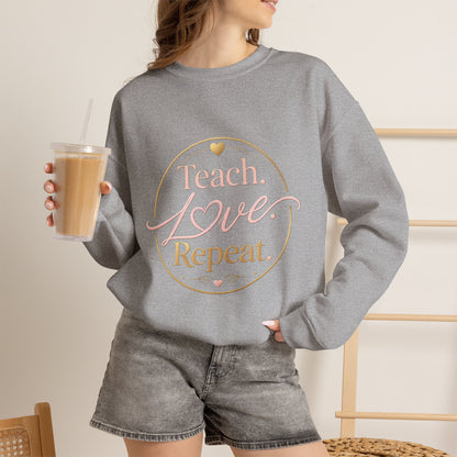 Teach Love Repeat Sweatshirt — Cozy Teacher Crewneck Gift