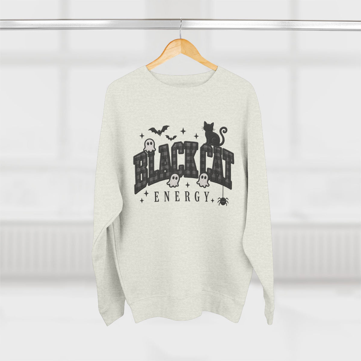 Black Cat Energy Sweatshirt — Halloween Cat Graphic Crewneck