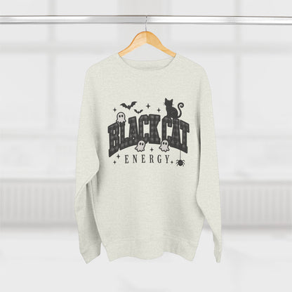 Black Cat Energy Sweatshirt — Halloween Cat Graphic Crewneck