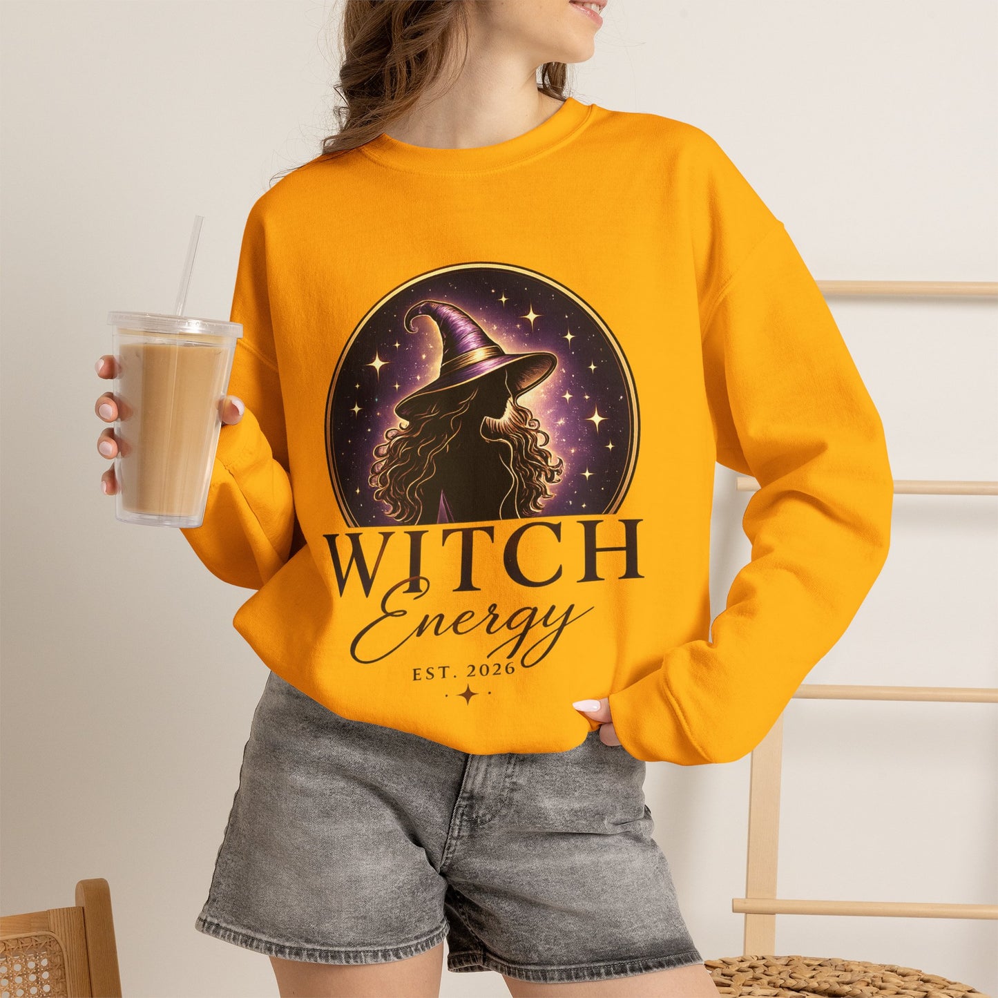 Witch Energy Crewneck Sweatshirt — Mystical Witch Silhouette