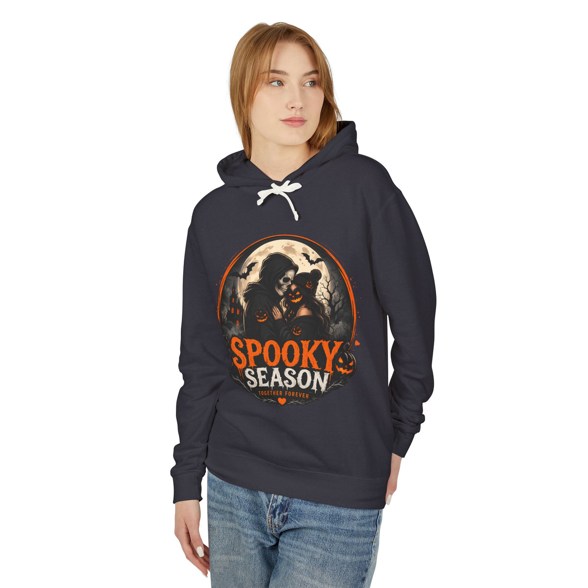 Spooky Season Hoodie — Vintage Witch & skeleton Halloween Pullover