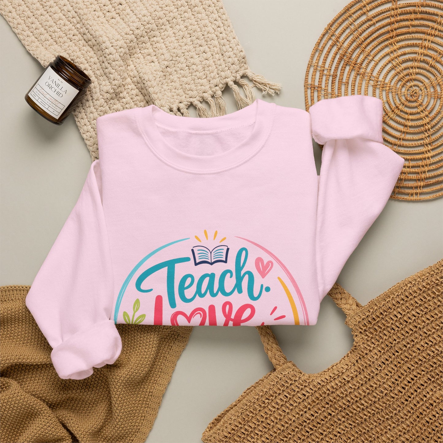 Teacher Sweatshirt - "Teach Love Repeat" Cozy Crewneck Gift for Educators